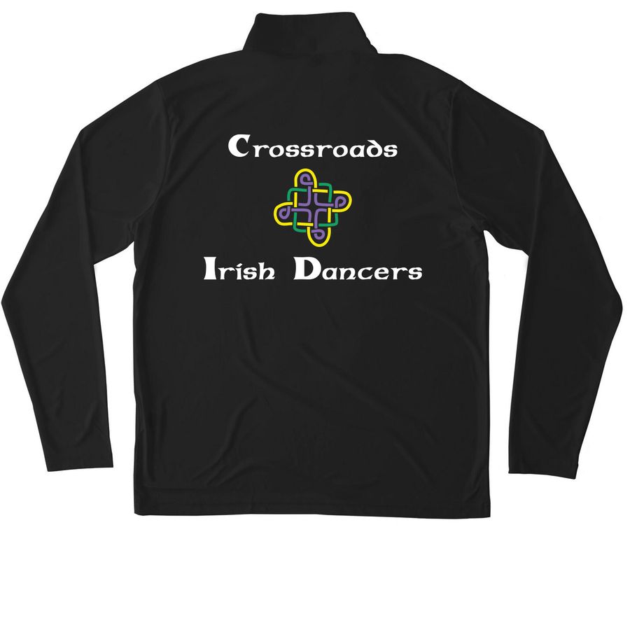 Crossroads Athletic Pullovers, a Black Unisex Performance Quarter Zip Pullover (back-view)
