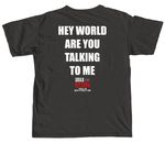SUGARBOXX ?HEY WORLD? TEE, a Pepper Comfort Colors Unisex Tee (back-view)