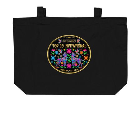 Xolo Top 20, a Black Large Organic Cotton Tote Bag