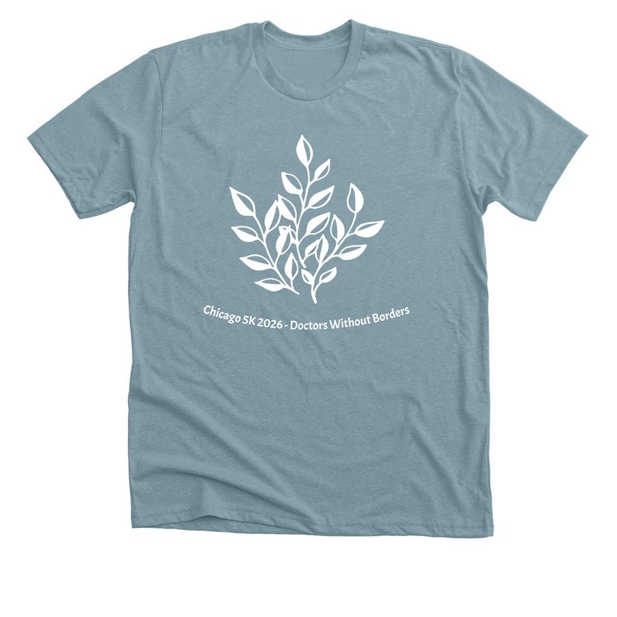 Chicago 5K- Doctors Without Borders, a Heather Blue Lagoon Premium Unisex Tee