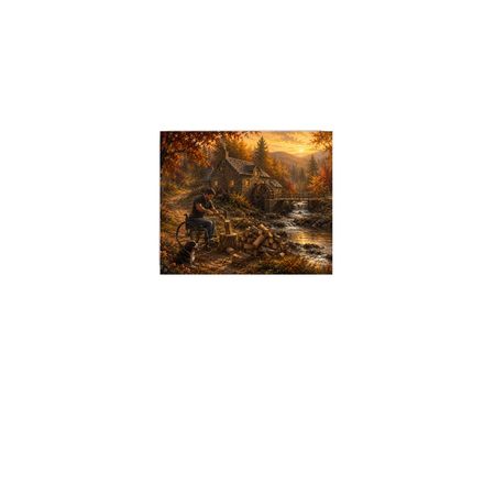 AUTUMN MILL AT WILD LIGHT, a White Full Color Mouse Pad