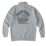 Paws With Passports back logo, a Grey Heather Midweight Quarter Zip Pullover (back-view)