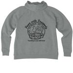 Paws With Passports back logo, a Aluminum Grey Heather Allmade Women?s Organic CVC Zip-Up Hoodie (back-view)