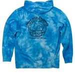 Paws With Passports back logo, a Aqua Blue Tie Dye Pullover Hoodie (back-view)