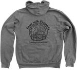 Paws With Passports back logo, a Deep Heather Zip Up Hoodie (back-view)