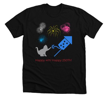 4th of July Cat lighting fireworks Shirt, a Solid Black Blend Premium Unisex Tee