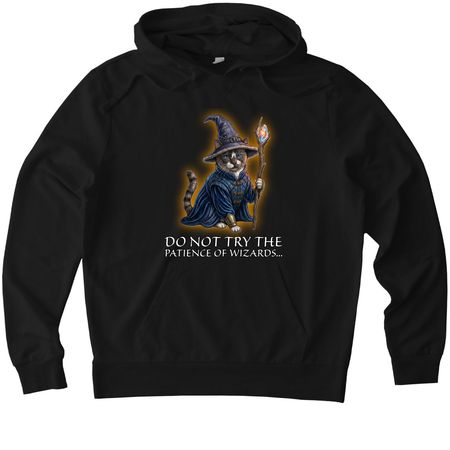 Do Not Try the Patience of Wizards..., a Deep Black Allmade Organic French Terry Pullover Hoodie