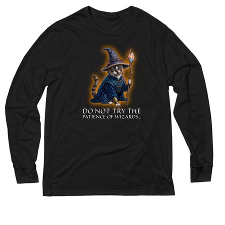 Do Not Try the Patience of Wizards..., a Deep Black Allmade Eco Triblend Long Sleeve Tee