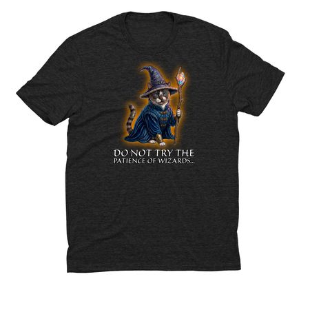 Do Not Try the Patience of Wizards..., a Space Black Allmade Eco Triblend Unisex Tee