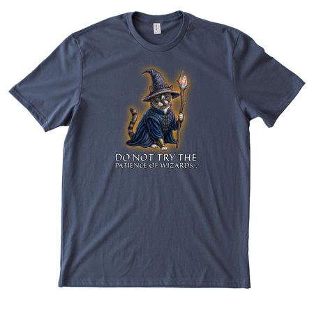 Do Not Try the Patience of Wizards..., a Night Sky Navy Allmade Heavyweight Recycled Cotton Tee