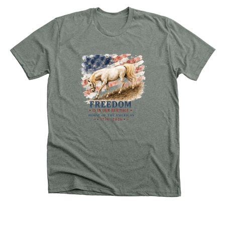 Horse of the Americas - Choctaw Sun Dance, a Deep Heather Premium Unisex Tee