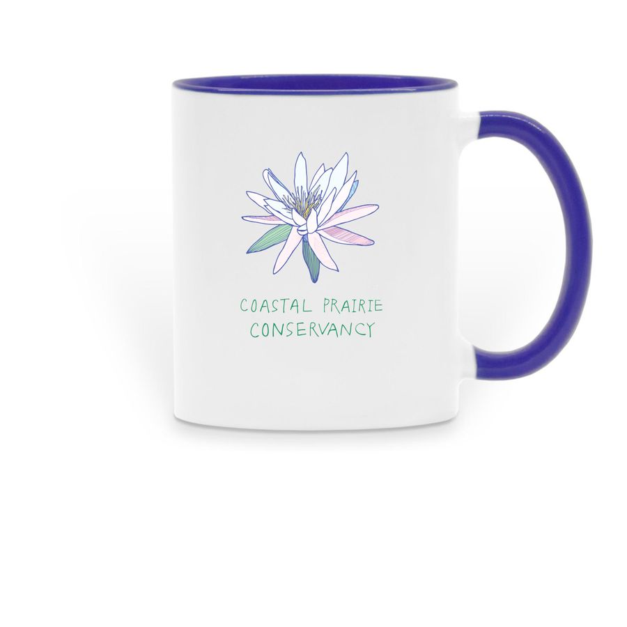 Limited Edition: White-Water Lily Mug, a Dark Blue Two-Tone Ceramic Mug