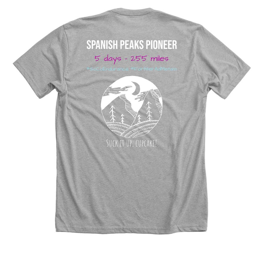 Spanish Peaks - Suck it up, cupcake!, a Athletic Heather Premium Unisex Tee (back-view)