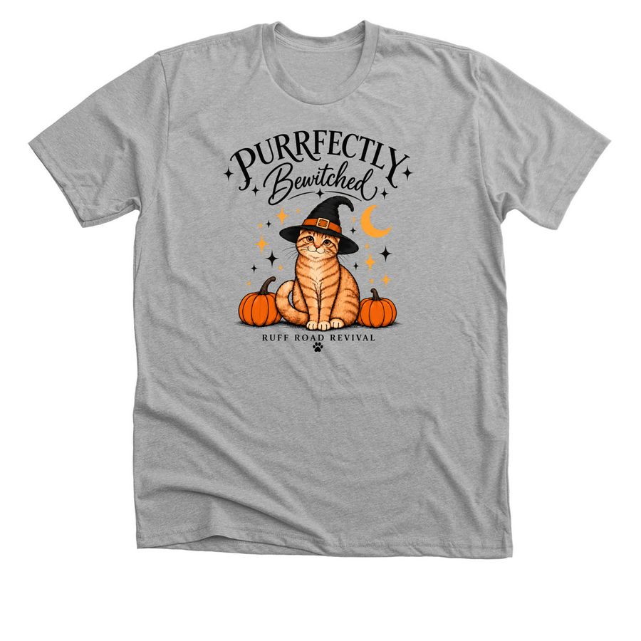 Purrfectly Bewitched, a Athletic Heather Premium Unisex Tee