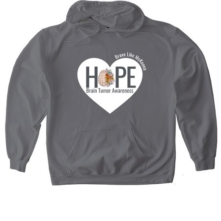 Go Gray in May with Brave Like McKenna 2026, a Charcoal Gildan Softstyle Pullover Hoodie