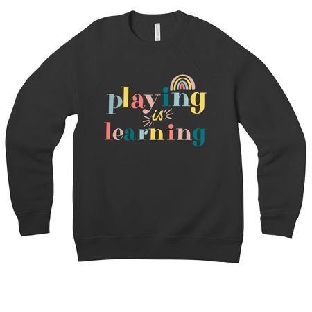 Playing is Learning [Fundraiser], a Black Premium Raglan Crewneck Sweatshirt