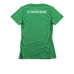 Cinema Role Logo & Tagline: Dark Mode, a Kelly Green Women's Slim Fit Tee (back-view)