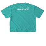 Cinema Role Logo & Tagline: Dark Mode, a Chalky Mint Comfort Colors Boxy Tee (back-view)