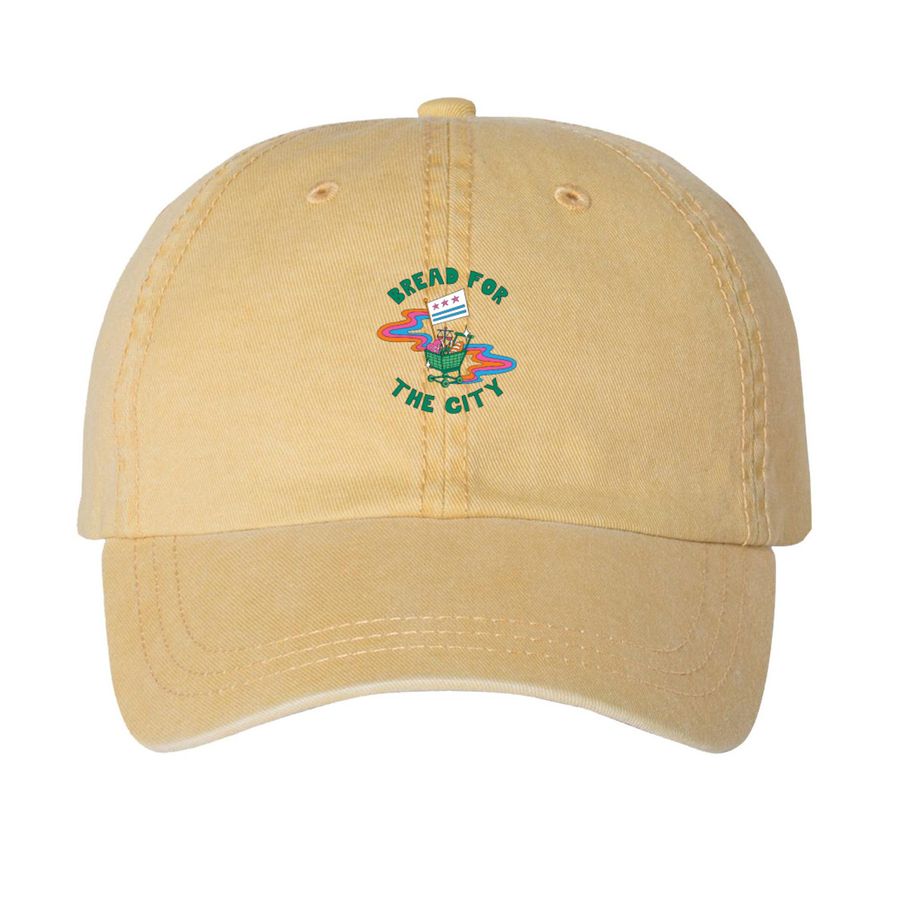 Bread for the City x Trap Bob, a Mustard Printed Pigment Dye Baseball Cap