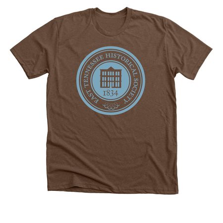 ETHS Blue Logoed Apparel&nbsp;, a Heather Brown Premium Unisex Tee