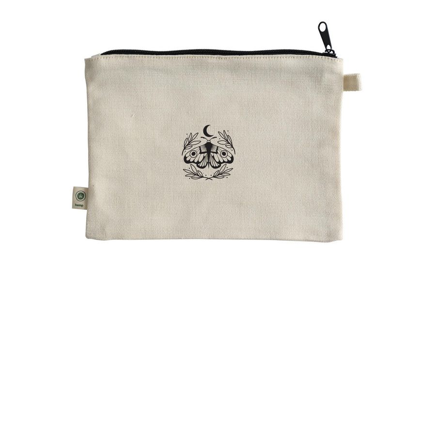 The Black Bird Oracle Deck Pouch, a Natural 9"x7" Hemp Blend Pouch (back-view)