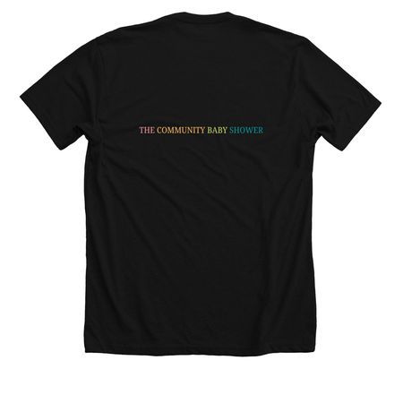 It Takes a Village, a Solid Black Blend Premium Unisex Tee (back-view)