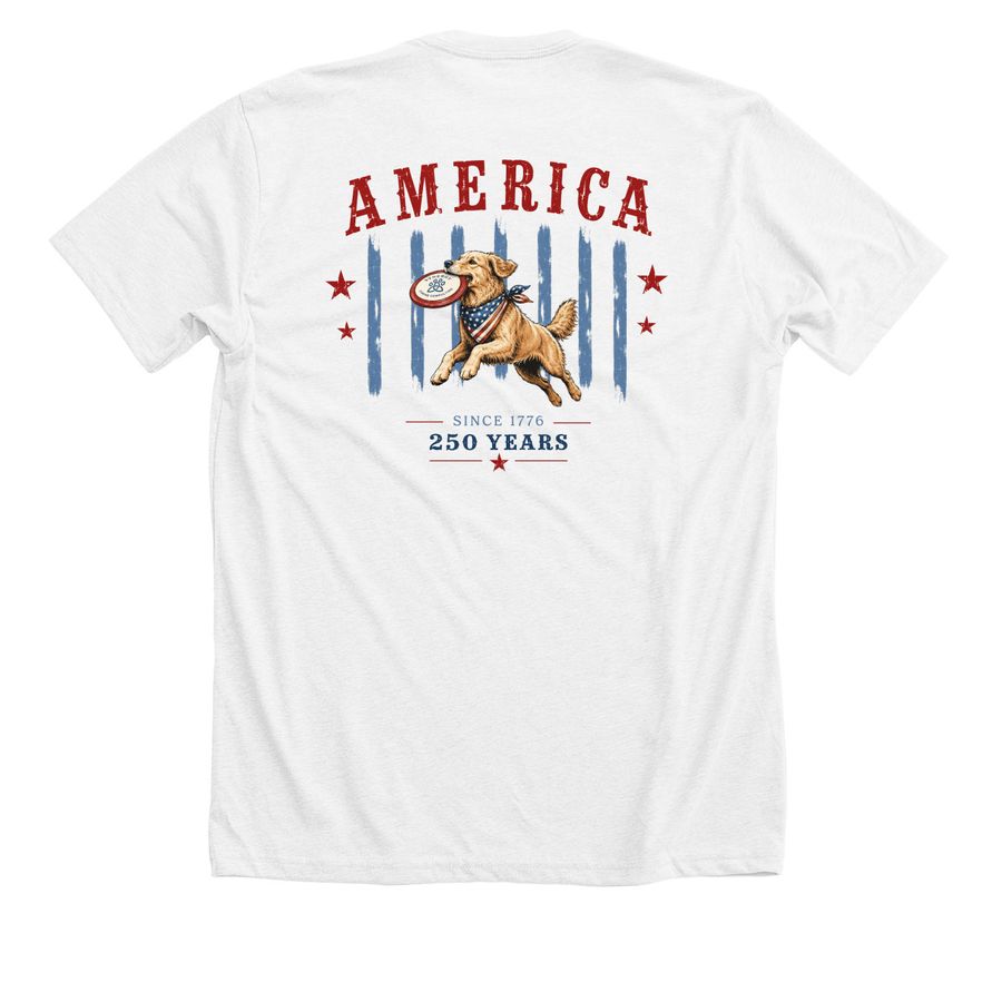 Freedom Fetch, a Solid White Blend Premium Unisex Tee (back-view)