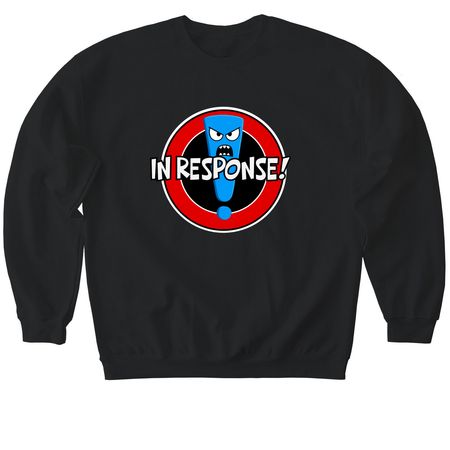 In Response! logo, a Black Softstyle Crewneck Sweatshirt
