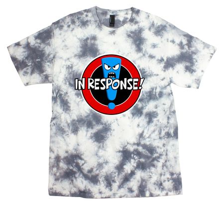 In Response! logo, a Grey Crystal Tie Dye Tee