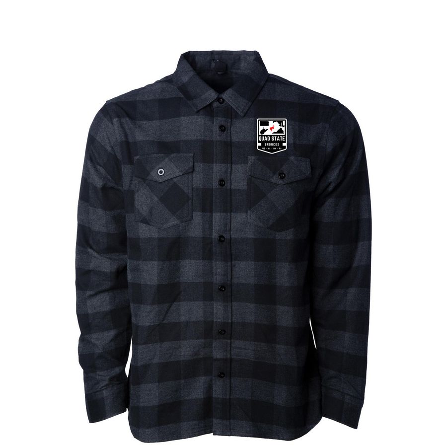 QSB OG Logo, a Charcoal Heather/ Black Unisex Flannel Shirt