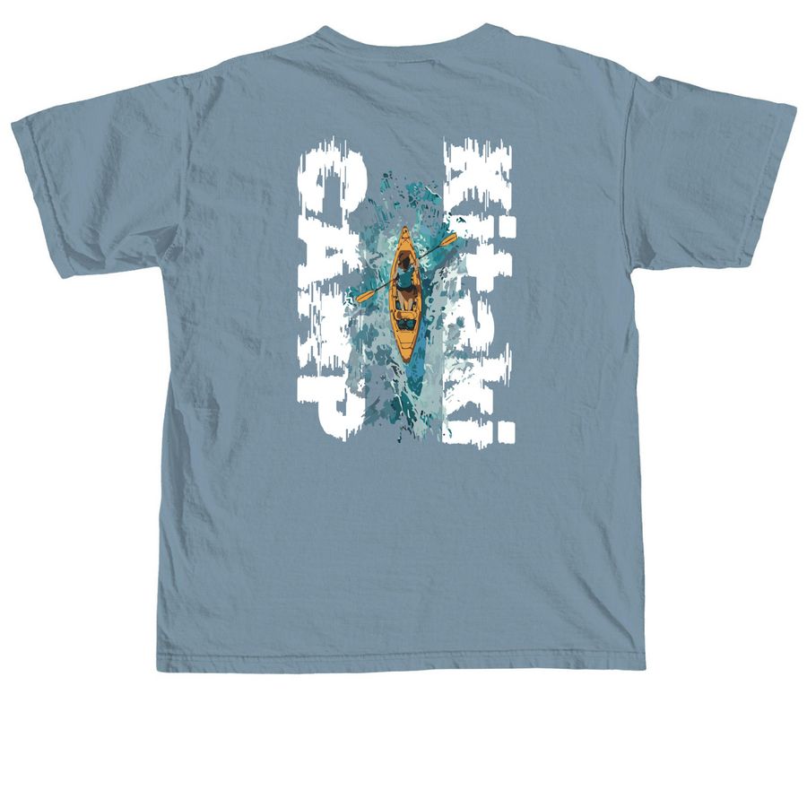 Camp Kitaki River, a Ice Blue Comfort Colors Unisex Tee (back-view)