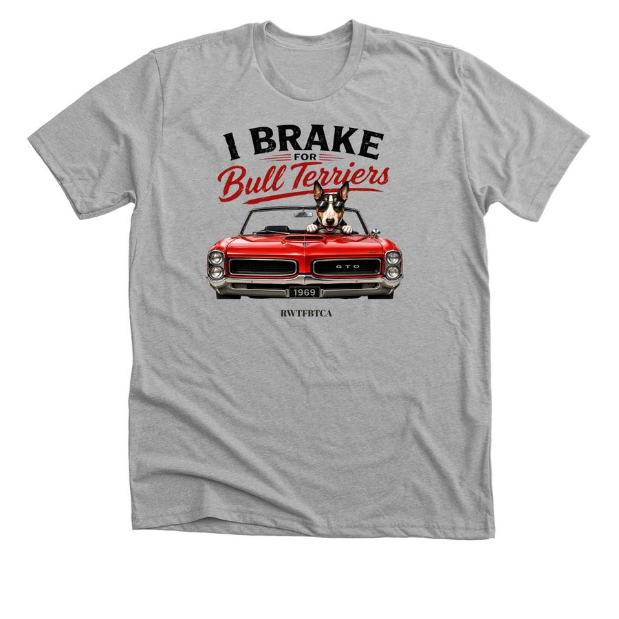 Muscle Car Bull Terrier, a Athletic Heather Premium Unisex Tee