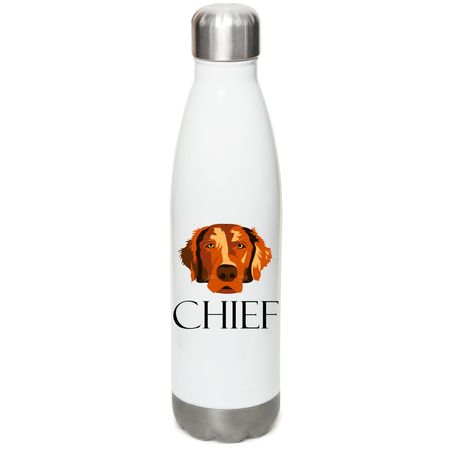 Chief Water Bottle Colored Design, a White Stainless Steel Water Bottle