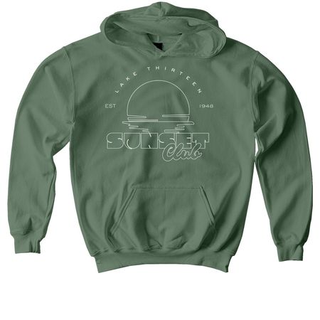 2026 - Lake Thirteen Sunset Club, a Military Green Softstyle Youth Pullover Hoodie