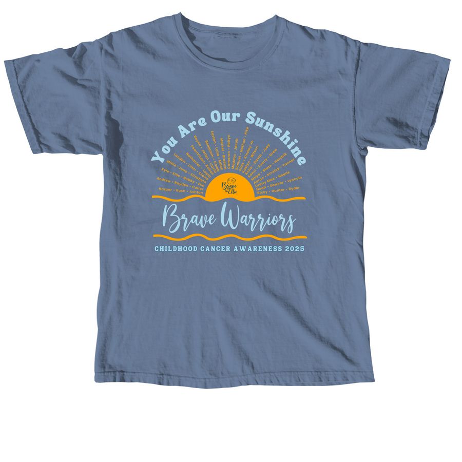 BLE Childhood Cancer Awareness 2025, a Blue Jean Comfort Colors Unisex Tee
