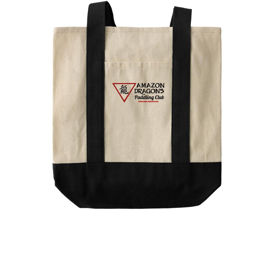 ADPC Logo Dragon Tote, a Natural/Black Two-Tone Grocery Tote Bag