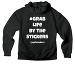 @GrabLifeByTheStickers, a Vintage Black Premium Heavyweight Pullover Hoodie (back-view)