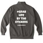 @GrabLifeByTheStickers, a Pepper Comfort Colors Quarter Zip Pullover (back-view)