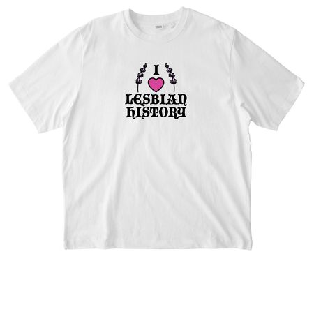 I Heart Lesbian History, a White Stanley/Stella Unisex Freestyler Heavyweight Tee