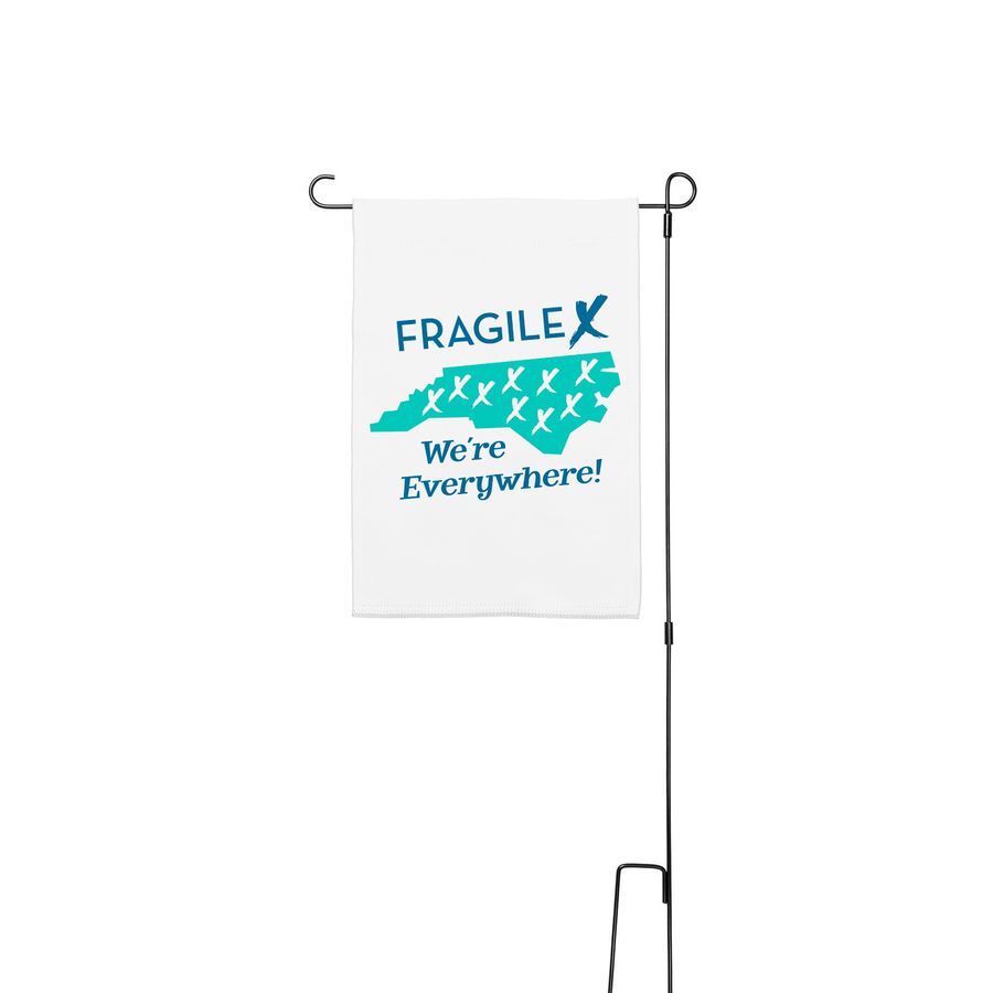 Fragile X Awareness, a White 12" x 18" Yard Flag with Stake