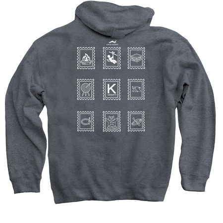 2026 Camp Stamps, a Dark Heather Pullover Hoodie (back-view)