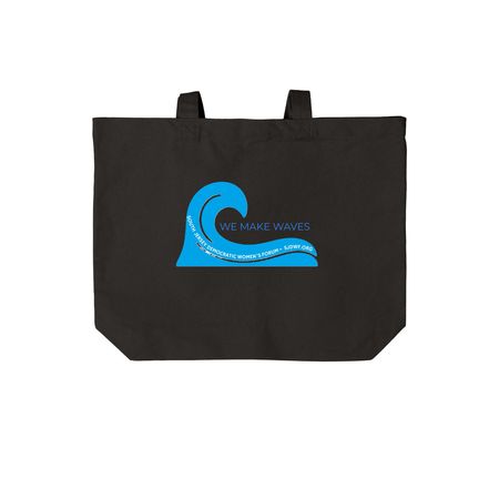 WE MAKE WAVES, a Deep Black Cotton Canvas Tote Bag