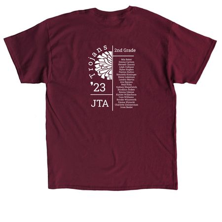 JTA 2nd Grade 2023, a Maroon Classic Unisex Tee (back-view)