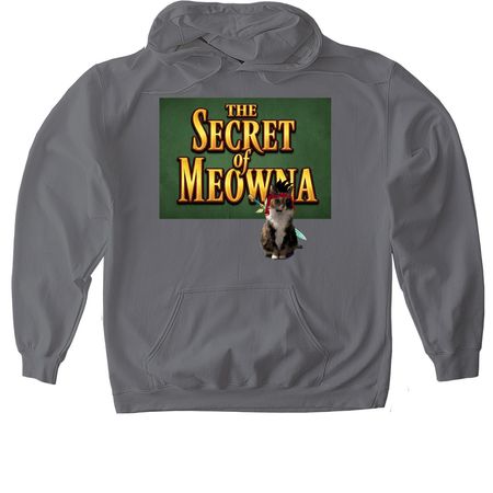 The Secret of Meowna, a Charcoal Gildan Softstyle Pullover Hoodie