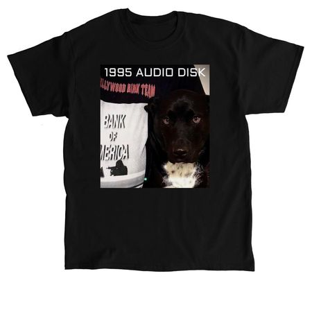 1995 Audio Disk Dog Tee, a Black Classic Unisex Tee