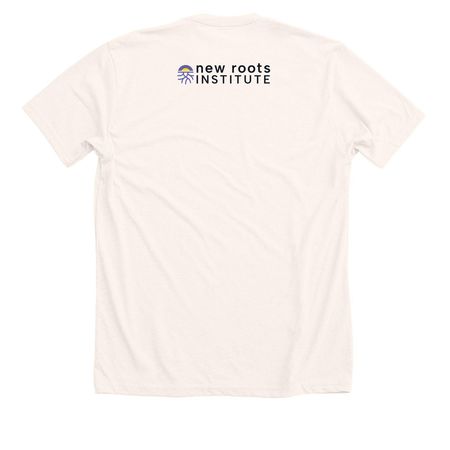 Destroy Factory Farming, Not the Planet, a Heather Natural Premium Unisex Tee (back-view)