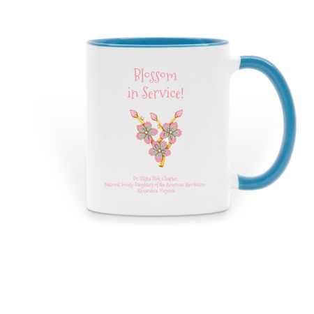 Chapter "Blossom in Service" Coffee Mug, a Light Blue Two-Tone Ceramic Mug
