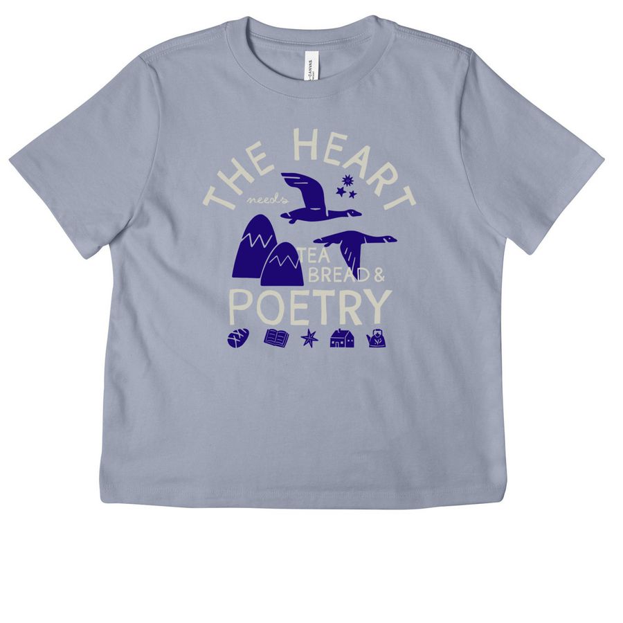 The Heart Needs Tea, Bread & Poetry, a Vintage Denim Women's Heavyweight Tee