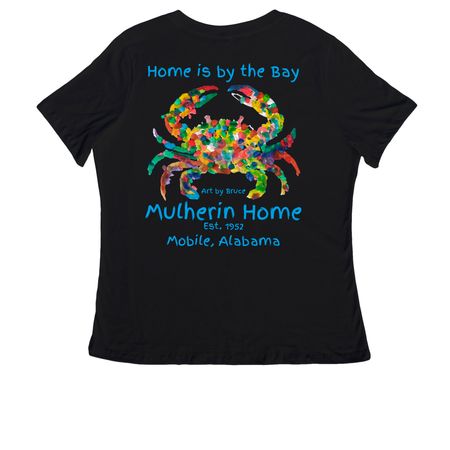 Mulherin Home - Bruce by the Bay, a Black Women's Relaxed V-Neck Tee