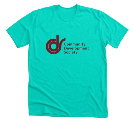 CDS T-shirt Burgundy Logo, a Heather Sea Green Premium Unisex Tee